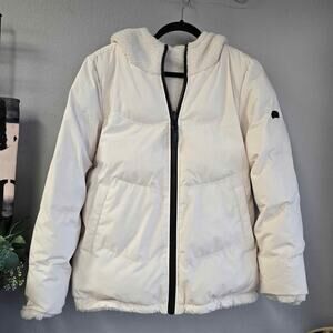 Koolaburra by UGG Reversible Hooded Puffer Sherpa Jacket Cream Small